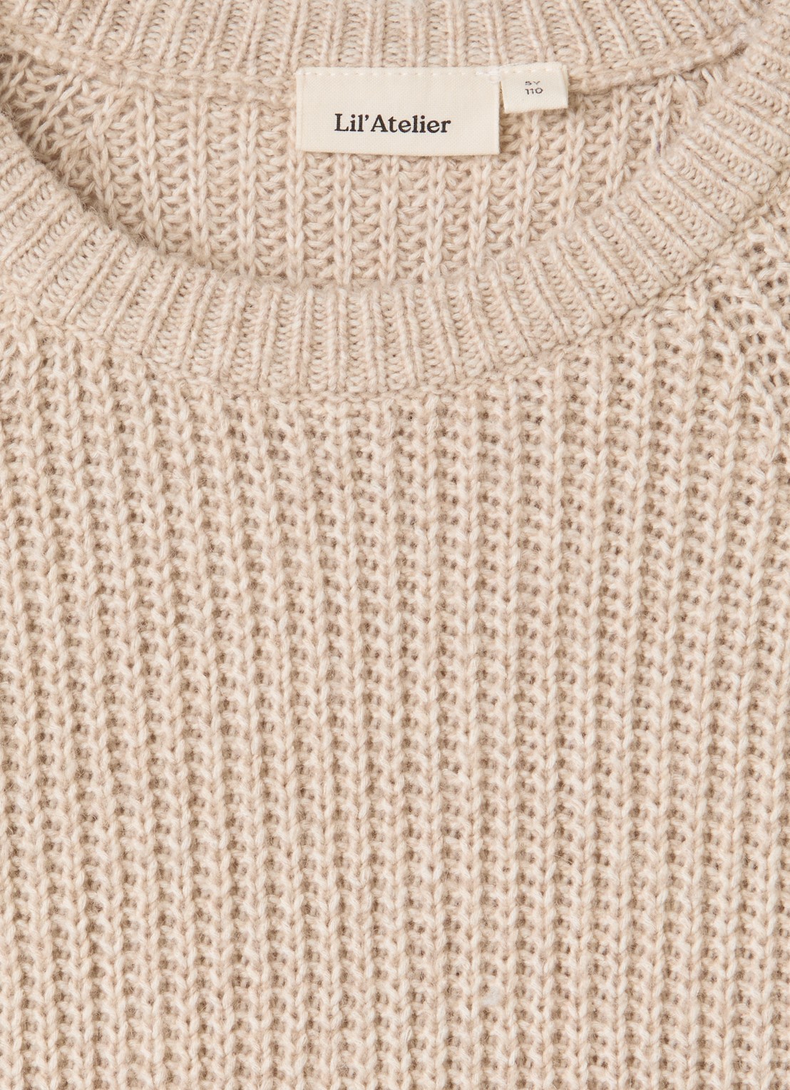 Lil 'Atelier NMBRumba grofgebreide trui - detail 3 beige