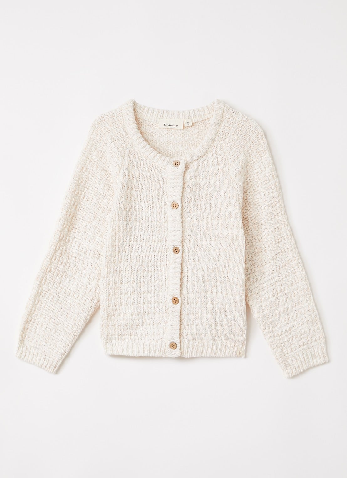 Lil 'Atelier NMFBella grofgebreid vest met ronde hals - voorkant creme
