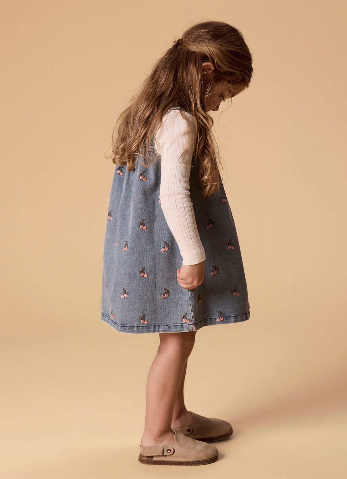 Lil 'Atelier NMFDeva denim jurk met borduring - voorkant 3 indigo