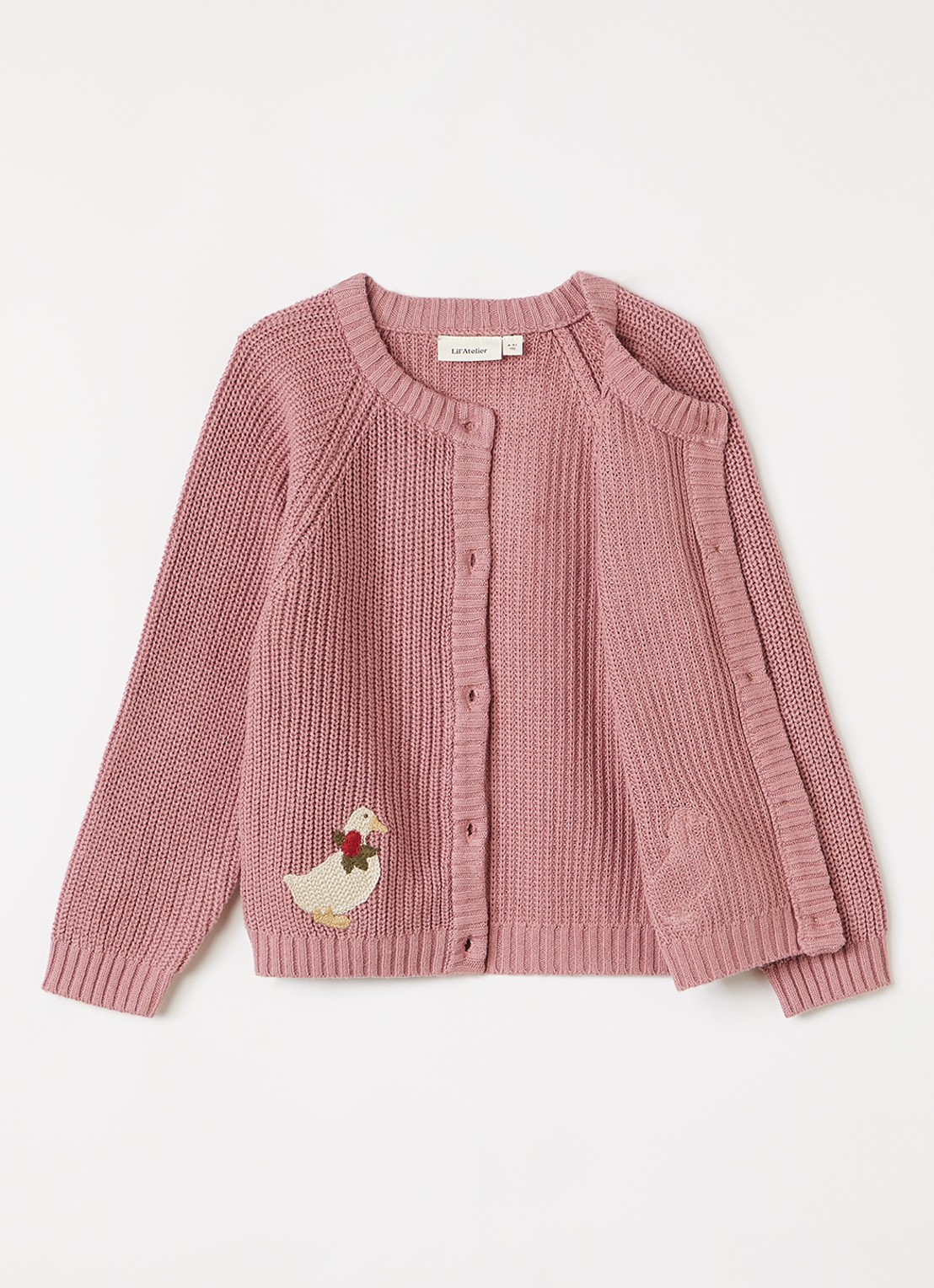 Lil 'Atelier NMFEmlen grofgebreid vest - voorkant 2 roze
