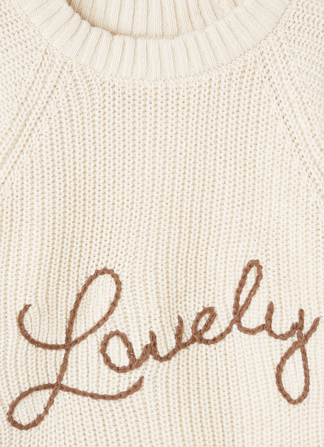Lil 'Atelier NMFEmlen grofgebreide trui met borduring - detail creme