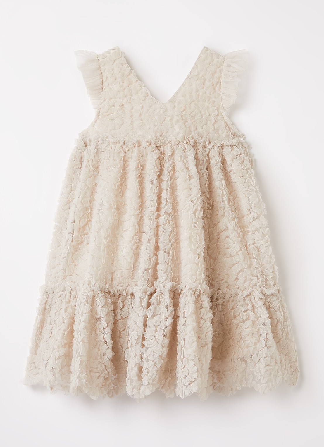 Lil 'Atelier NMFFauna jurk met tule - voorkant 2 beige