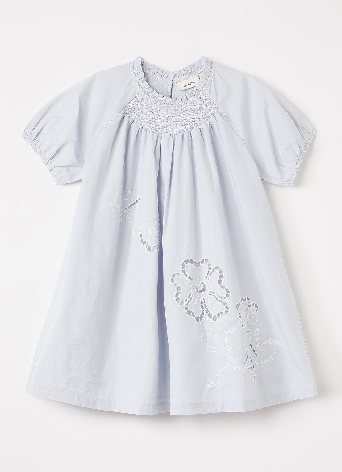 Lil 'Atelier NMFFaustine jurk met broderie - voorkant 2 grijs