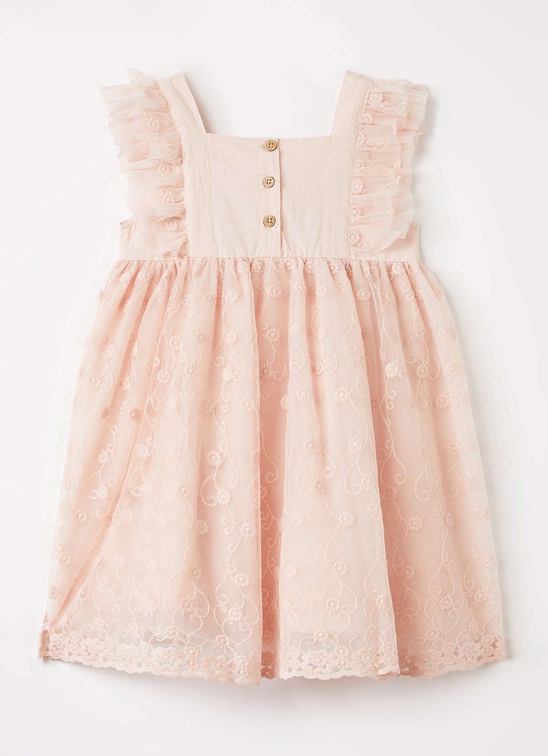 Lil 'Atelier NMFFeva jurk met tule - voorkant 2 zalmroze