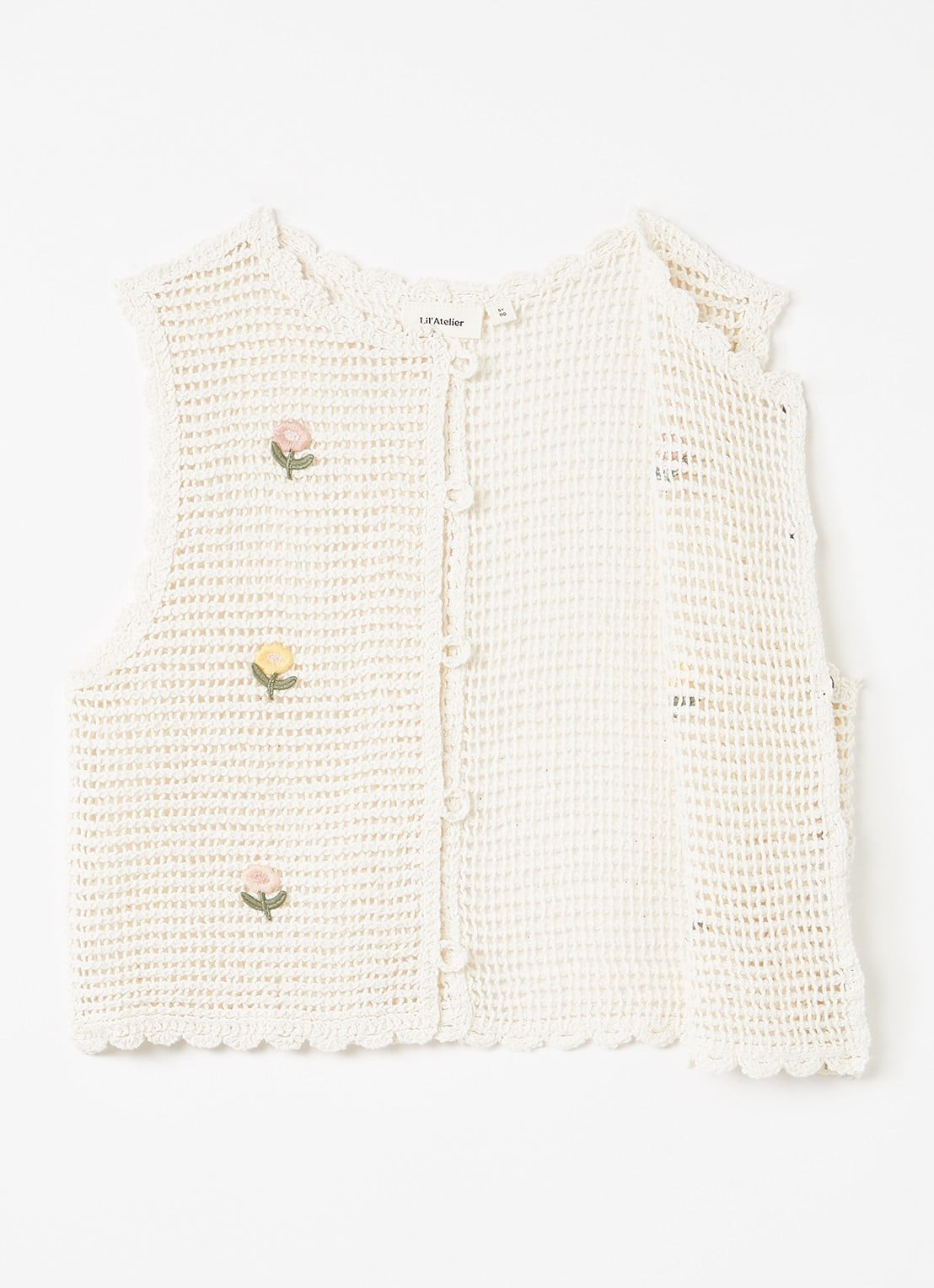 Lil 'Atelier NMFFlora grofgebreid vest - detail 4 gebroken wit