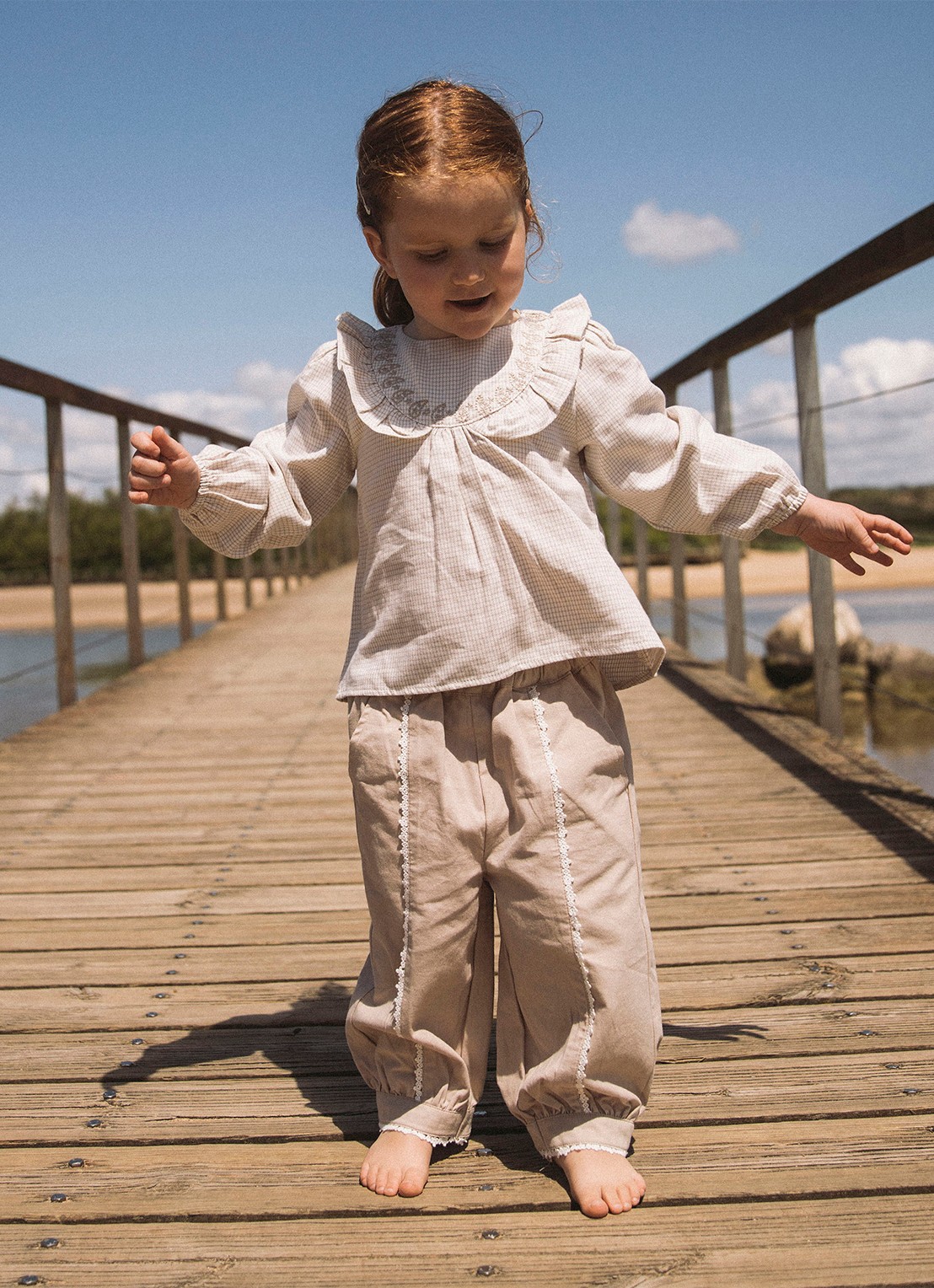 Lil 'Atelier Nmffoley tuniek met ruitdessin - voorkant 3 beige