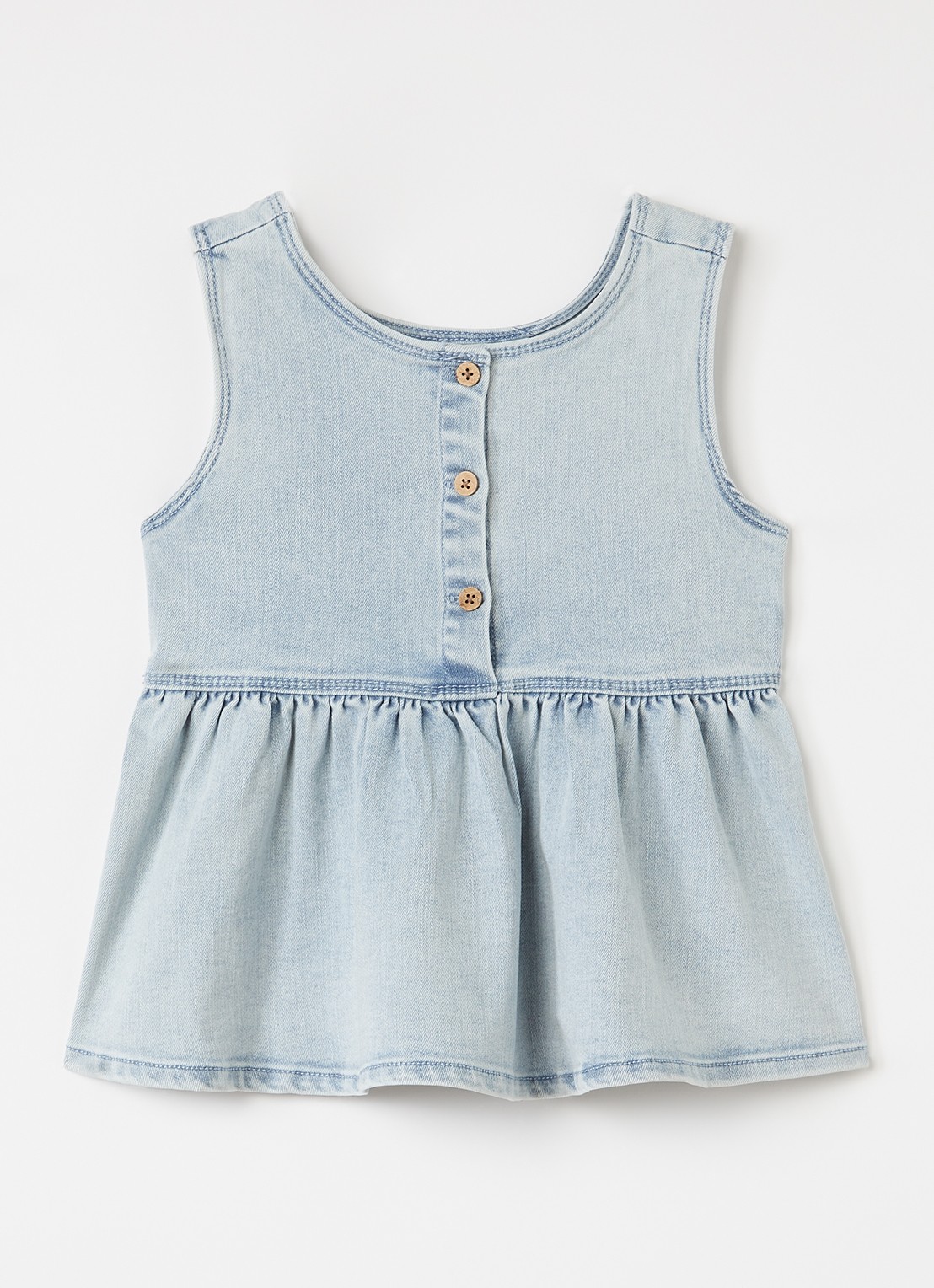 Lil 'Atelier NMFFrances denim jurk - voorkant 2 lichtblauw
