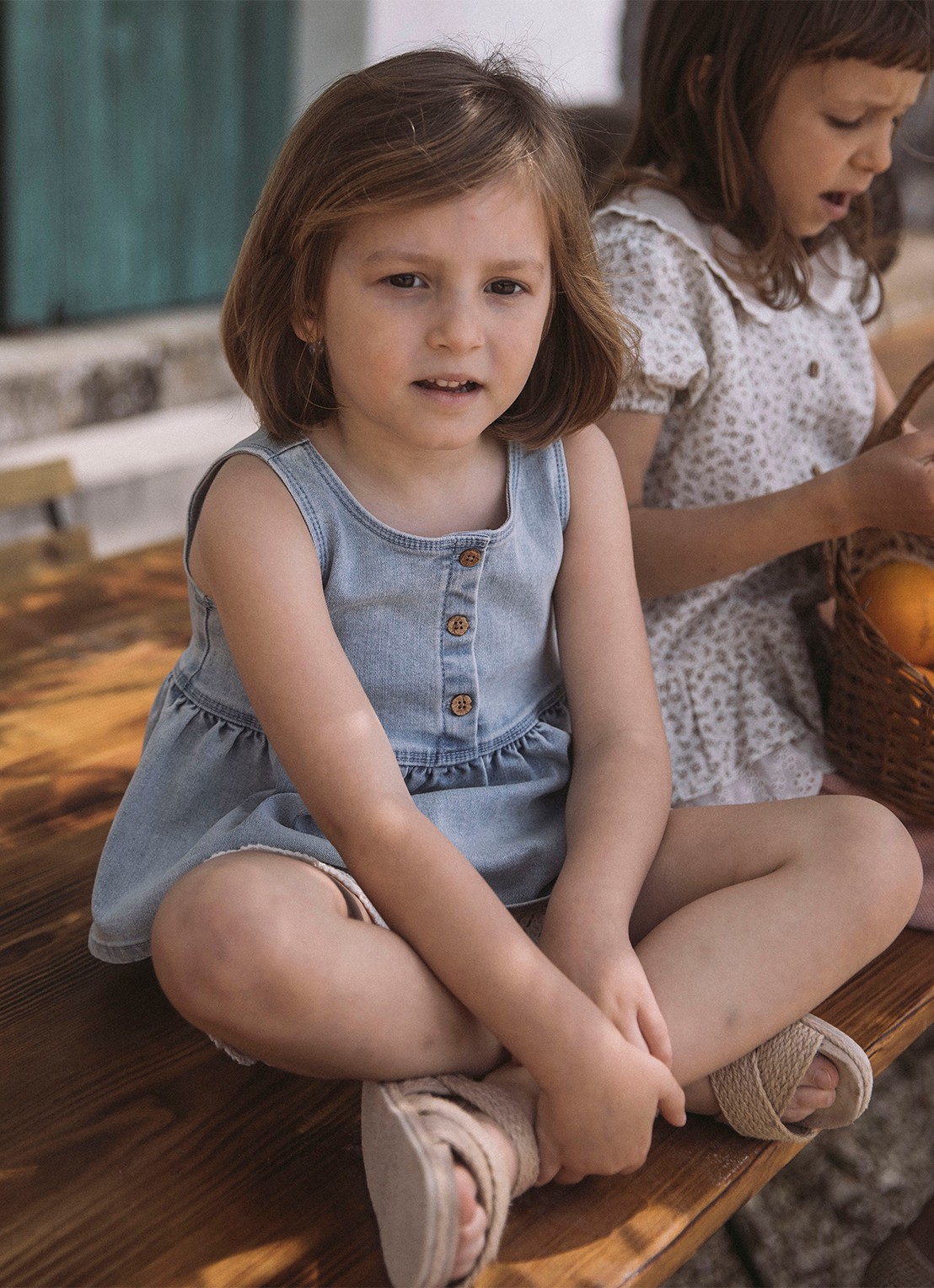 Lil 'Atelier NMFFrances denim jurk - voorkant 3 lichtblauw