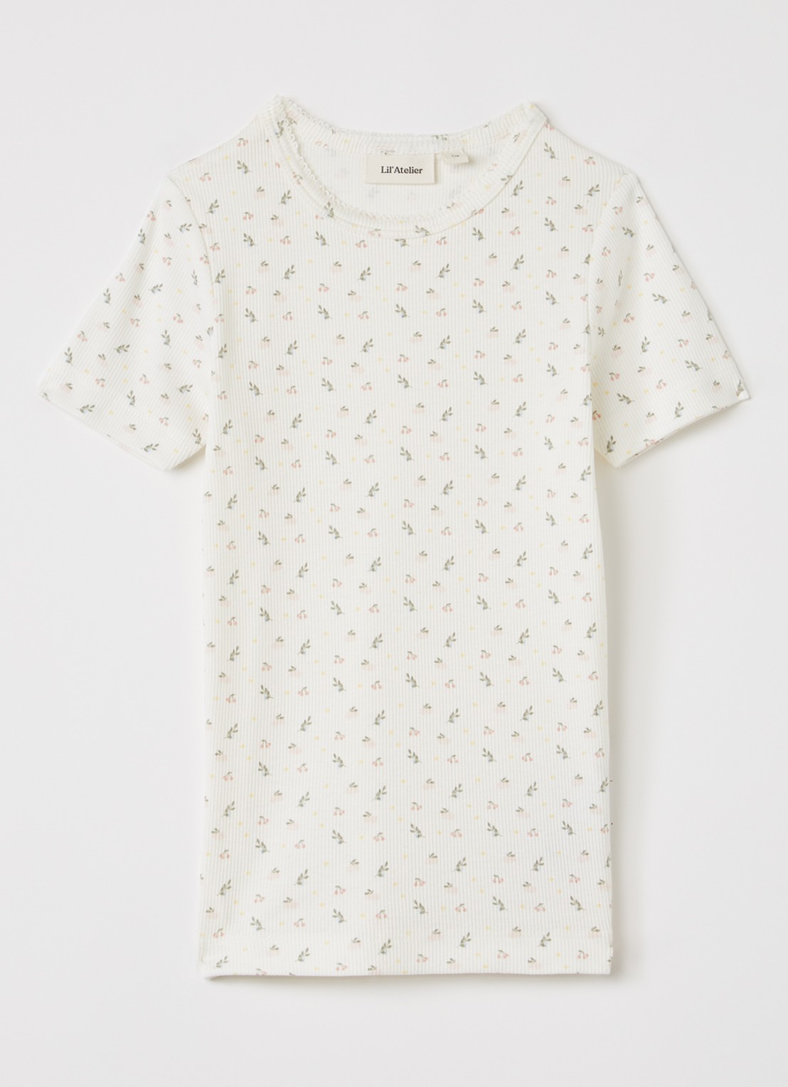 Lil 'Atelier NMFGago T-shirt met bloemenprint - voorkant gebroken wit