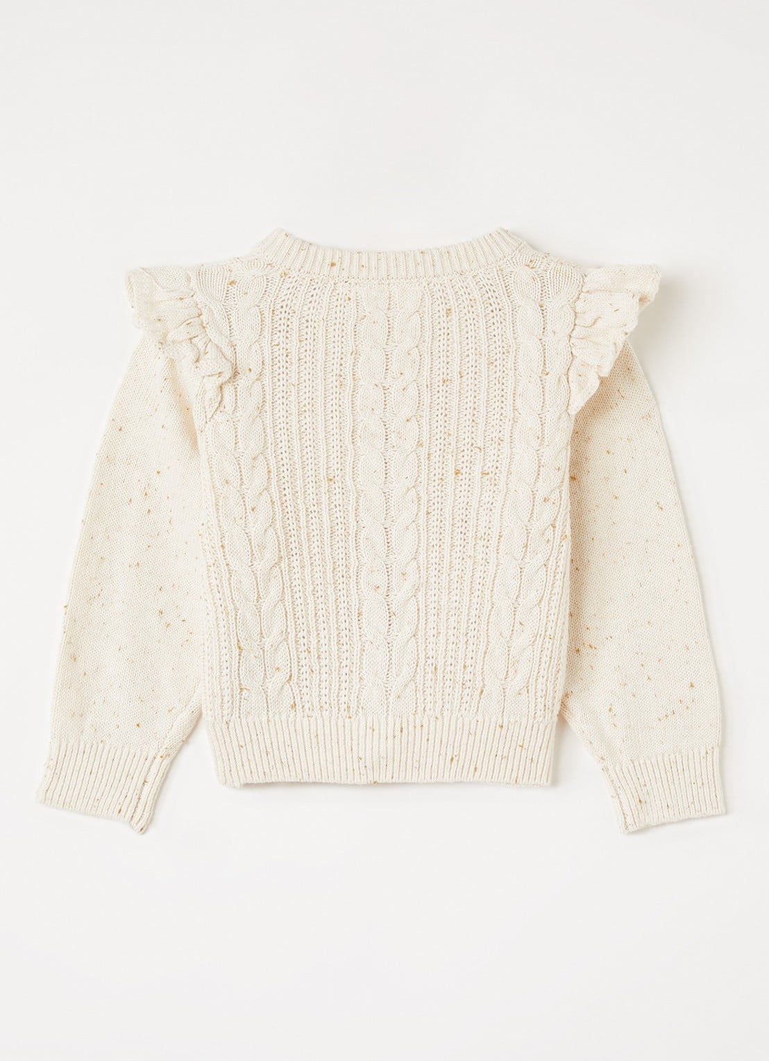 Lil 'Atelier NMFGalto grofgebreid vest met volant - achterkant 3 ivoor