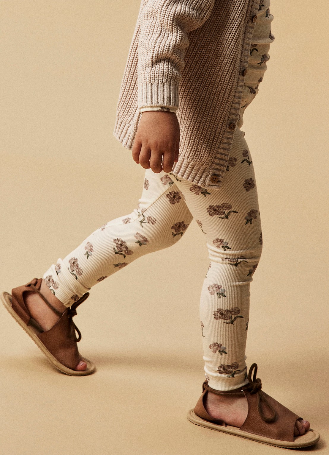 Lil 'Atelier NMFGavo legging in  katoenblend - voorkant 3 beige