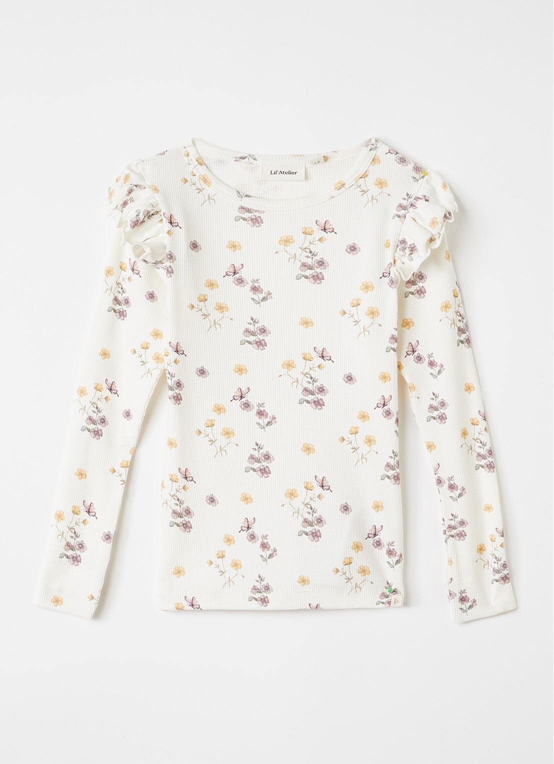 Lil 'Atelier NMFGavo top met bloemenprint - voorkant 2 gebroken wit