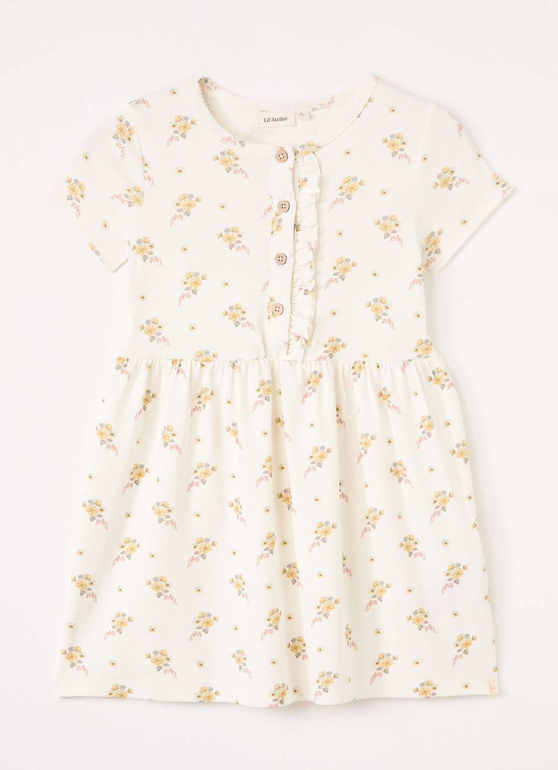 Lil 'Atelier NMFGayo tuniekjurk met bloemenprint - voorkant gebroken wit