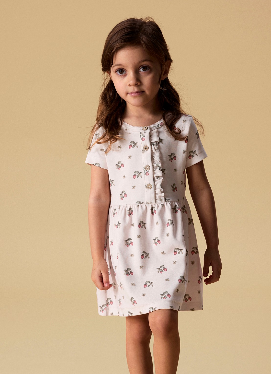 Lil 'Atelier NMFGayo tuniekjurk met bloemenprint - voorkant 3 gebroken wit