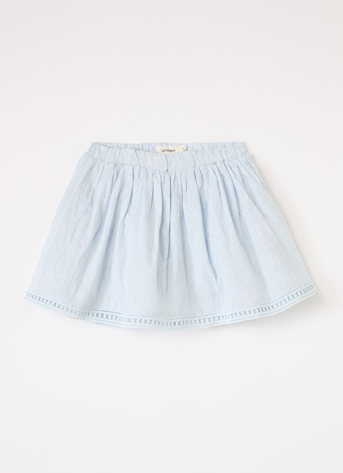 Lil 'Atelier NMFJiva rok met bloemborduring - voorkant lichtblauw