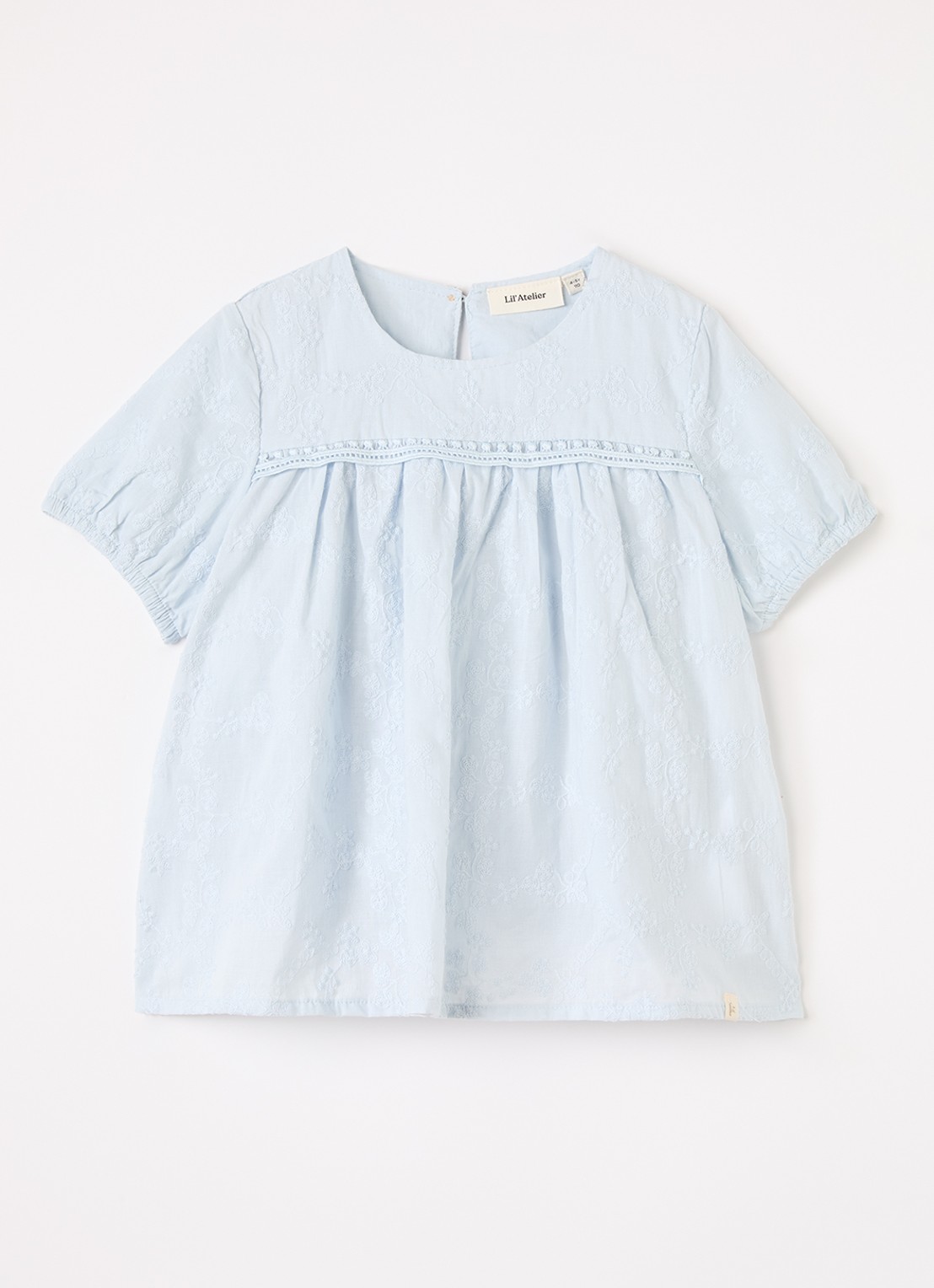 Lil 'Atelier NMFJiva top met bloemborduring - voorkant lichtblauw