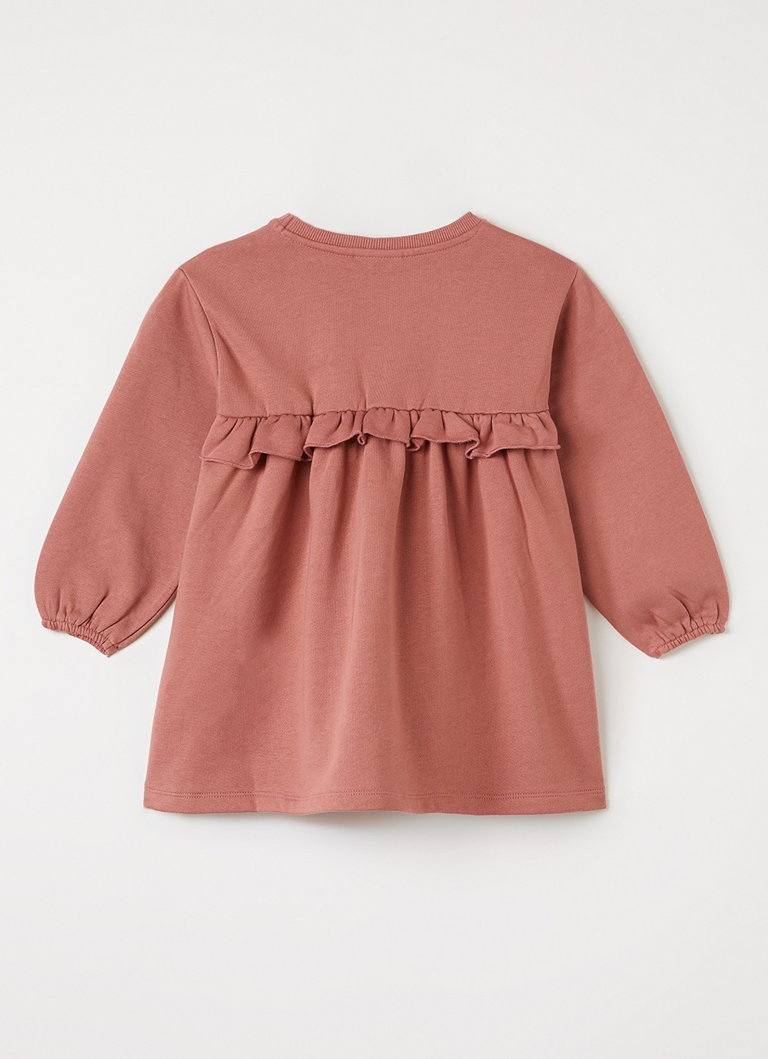 Lil 'Atelier NMFKilano trui-jurk met volant - voorkant 2 koraalroze