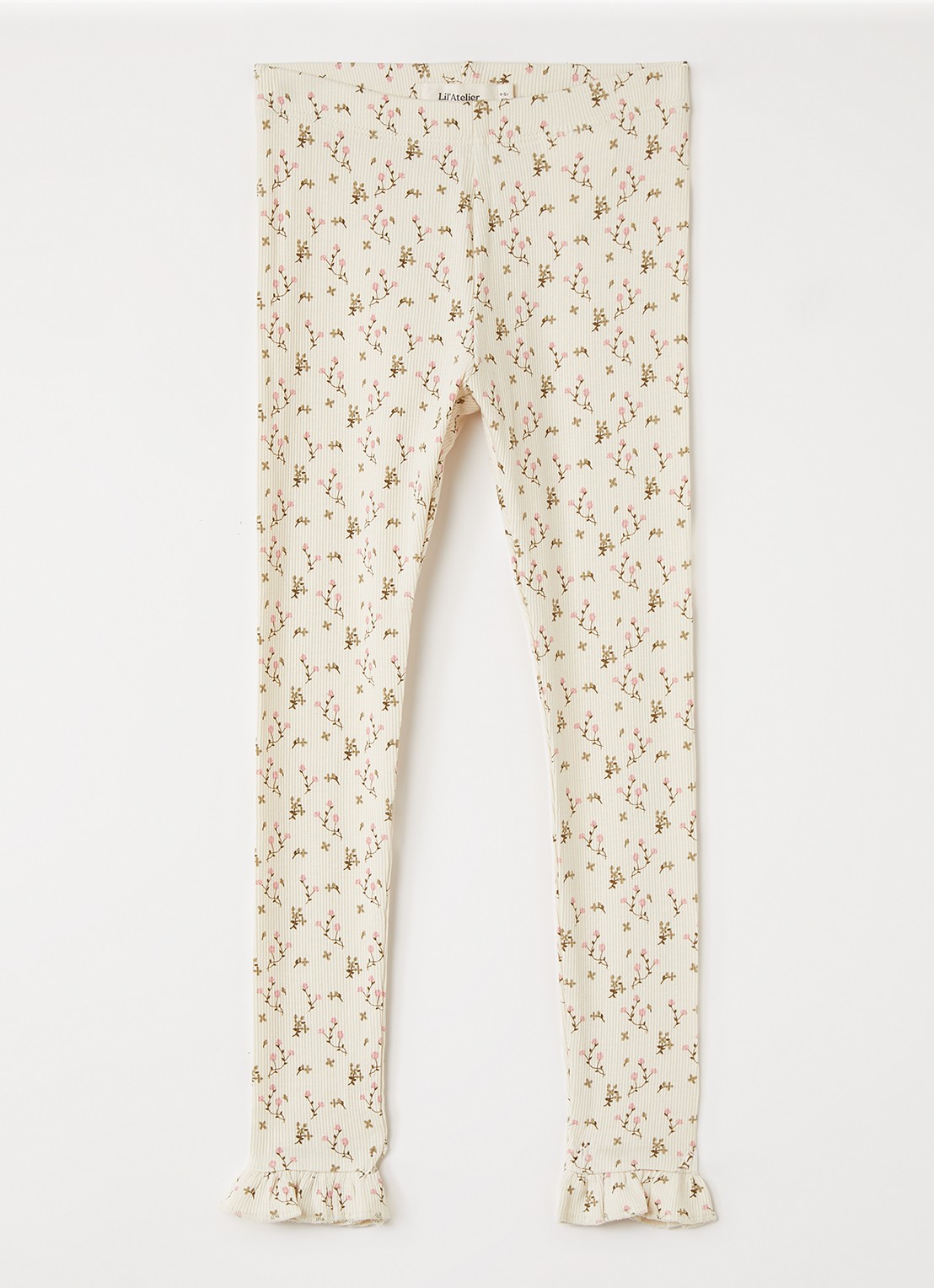 Lil 'Atelier NMFLago legging met bloemenprint - voorkant gebroken wit