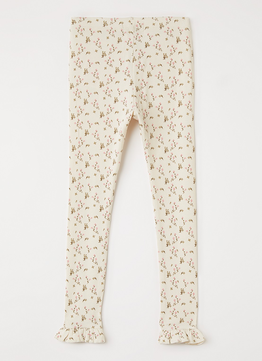 Lil 'Atelier NMFLago legging met bloemenprint - voorkant 2 gebroken wit