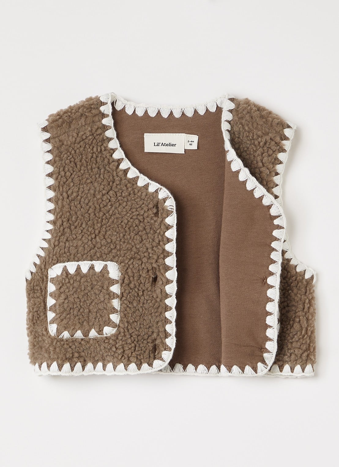 Lil 'Atelier NMFLayo bodywarmer van teddy - detail lichtbruin