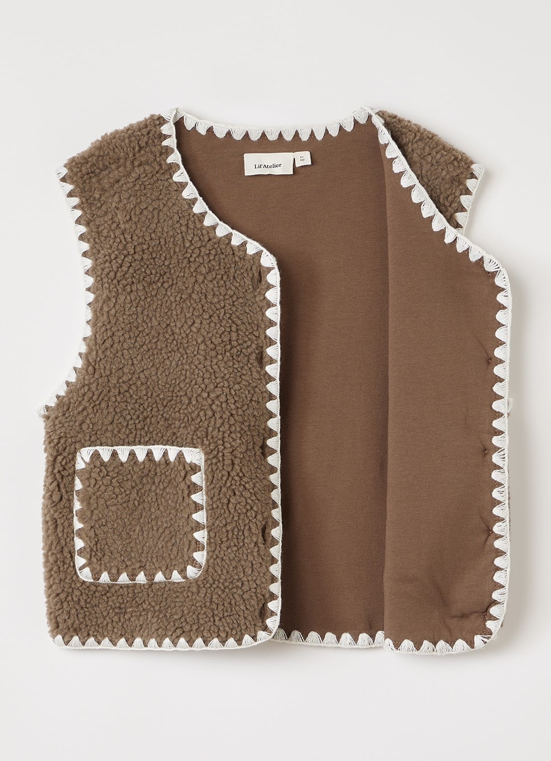 Lil 'Atelier NMFLayo bodywarmer van teddy - detail 4 lichtbruin