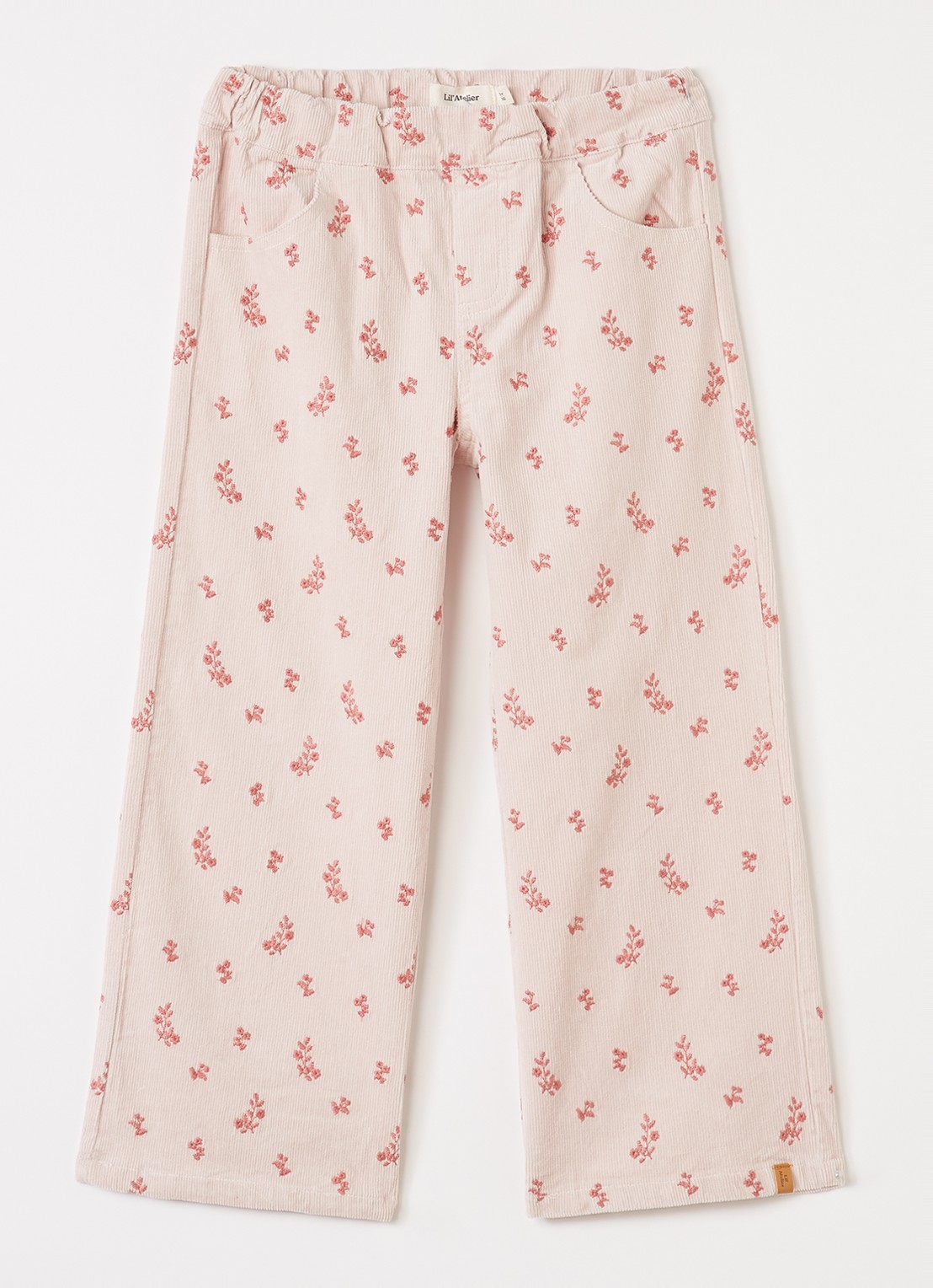 Lil 'Atelier NMFNelly wide fit broek van corduroy - voorkant violet