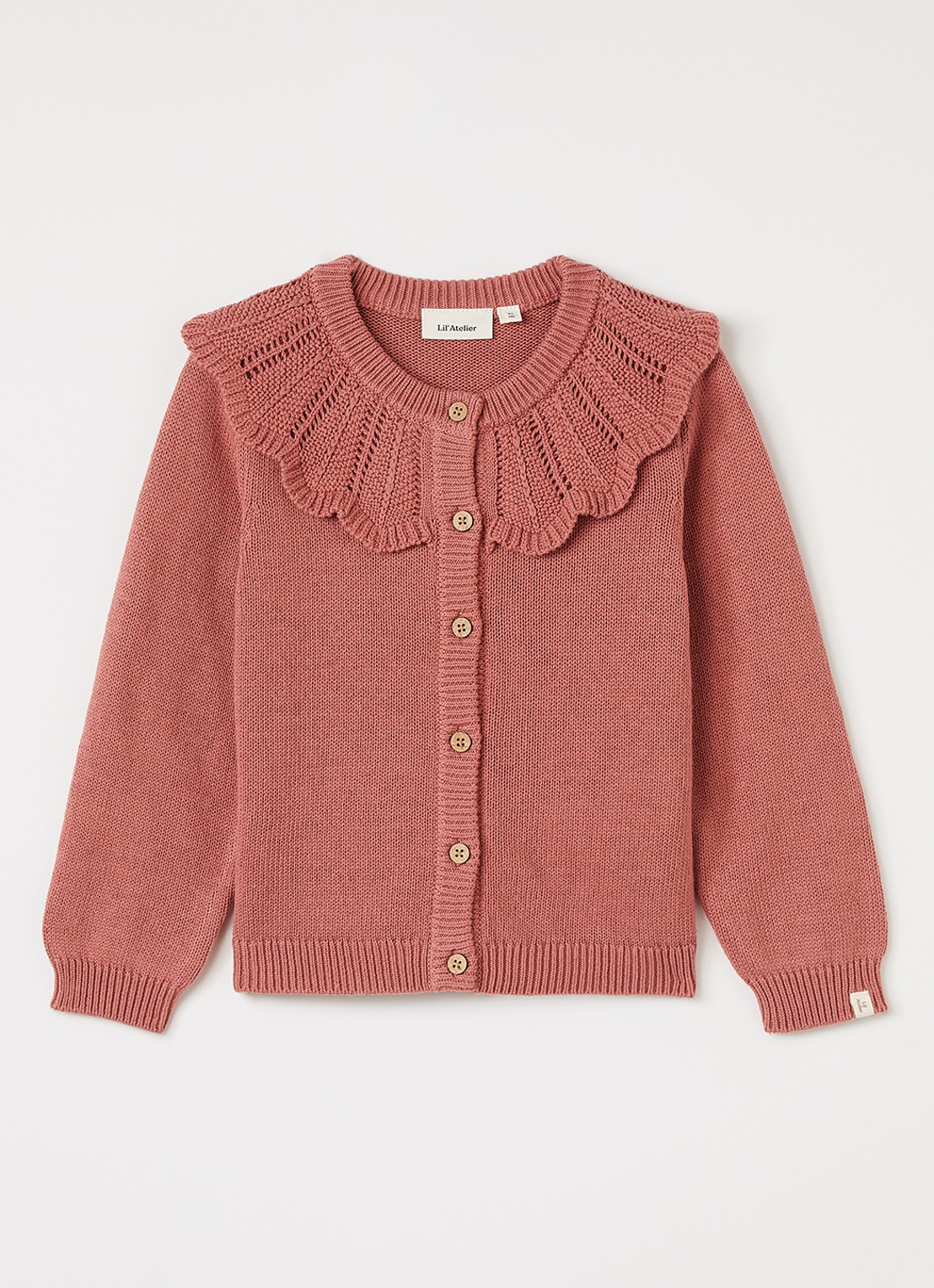 Lil 'Atelier NMFNoda grofgebreid vest - voorkant 2 koraal