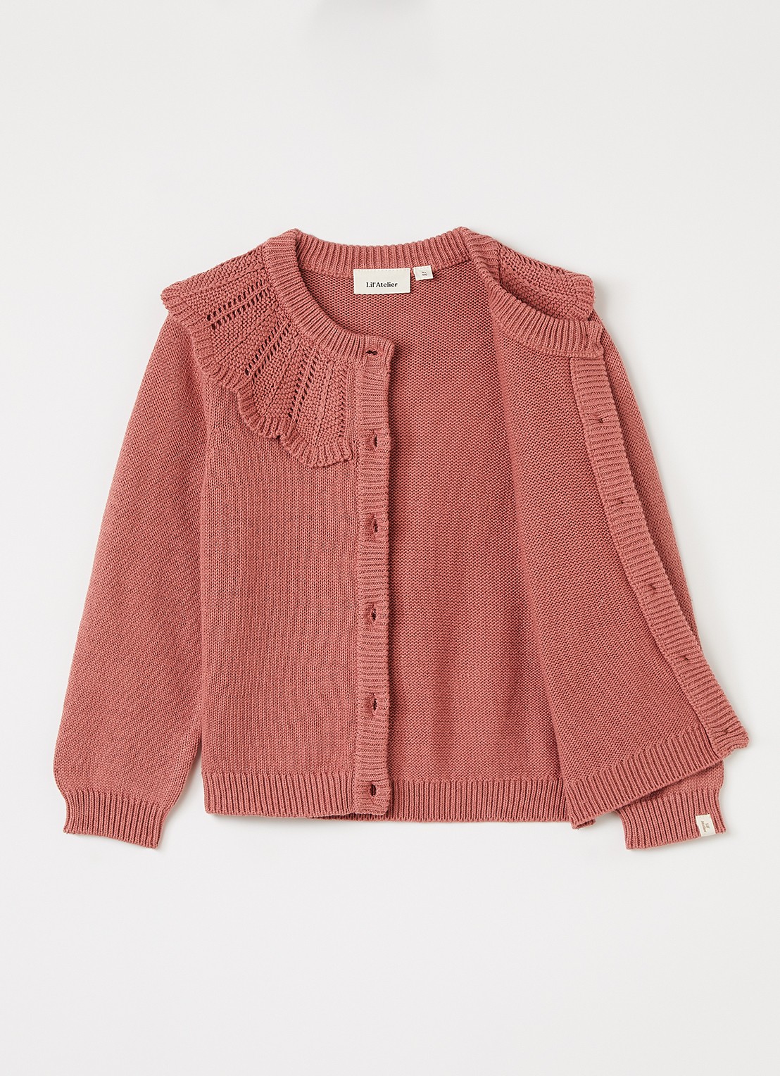 Lil 'Atelier NMFNoda grofgebreid vest - voorkant 3 koraal