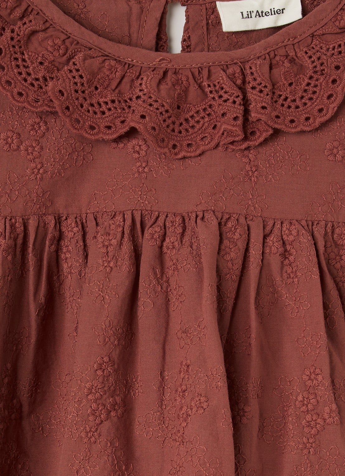 Lil 'Atelier NMFNopa tuniek met bloemborduring en broderie - detail 3 mahoniebruin