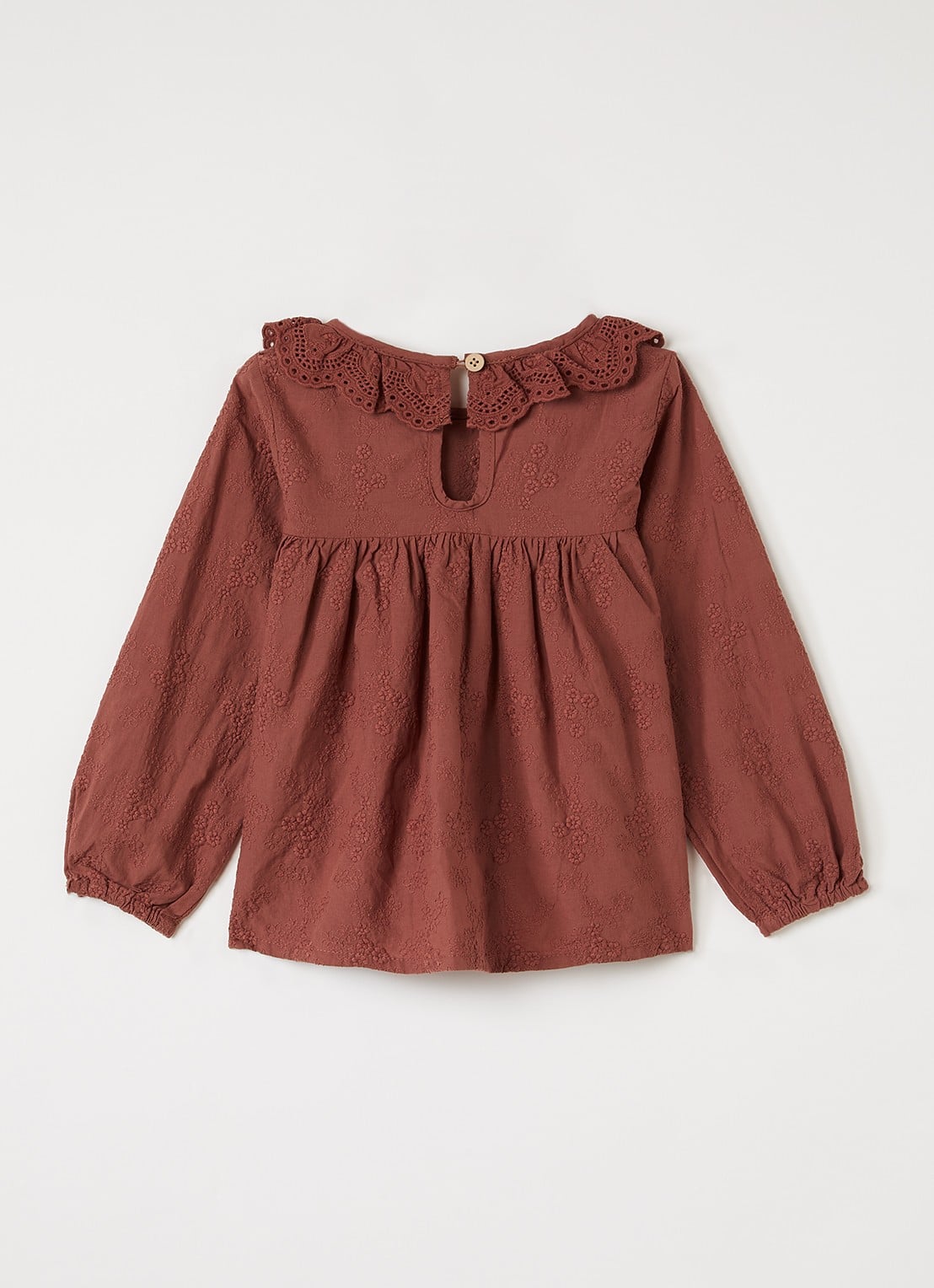 Lil 'Atelier NMFNopa tuniek met bloemborduring en broderie - voorkant 2 mahoniebruin