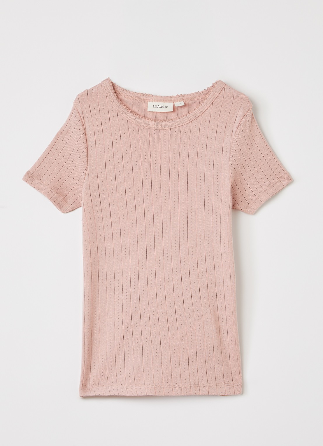 Lil 'Atelier NMFRachel T-shirt met opengewerkt dessin - voorkant oudroze
