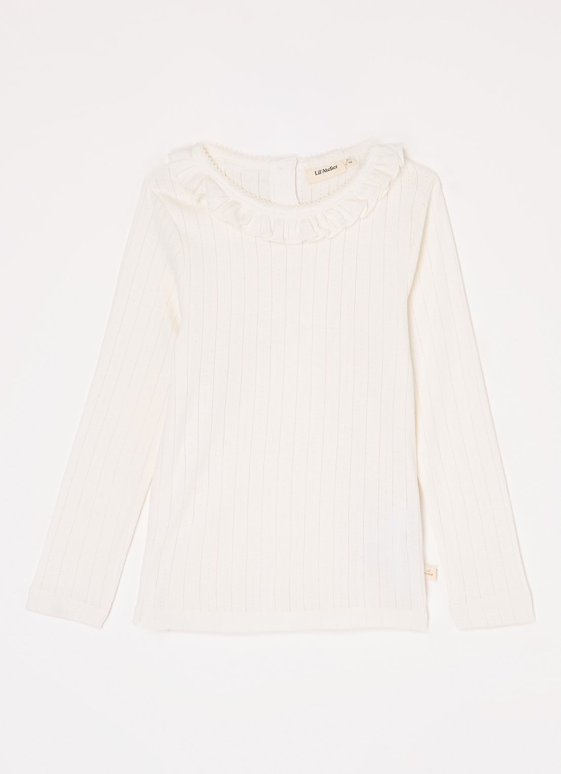 Lil 'Atelier NMFRachel top in  katoenblend - voorkant 2 gebroken wit