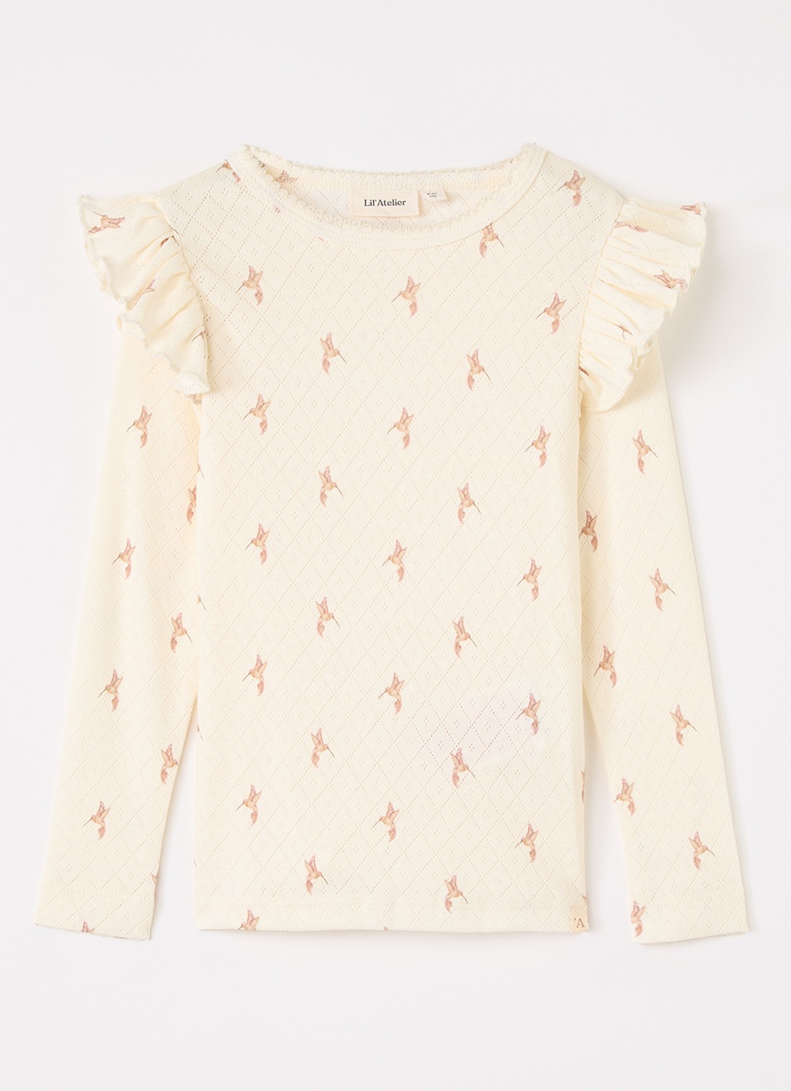 Lil 'Atelier NMFRachello Tyl longsleeve met print - voorkant 2 ivoor