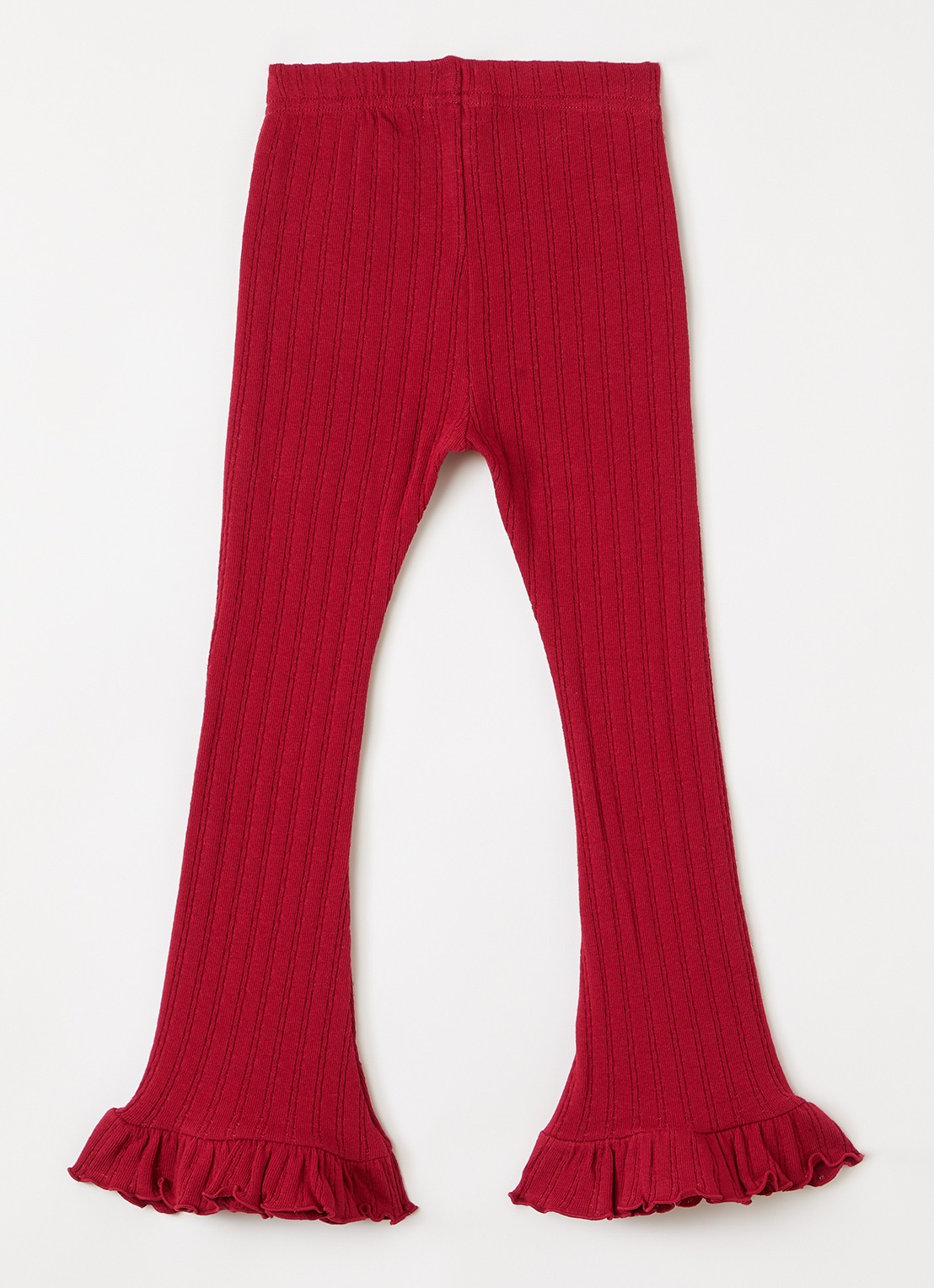Lil 'Atelier NMFRita flared fit legging met ribstructuur - voorkant 2 rood