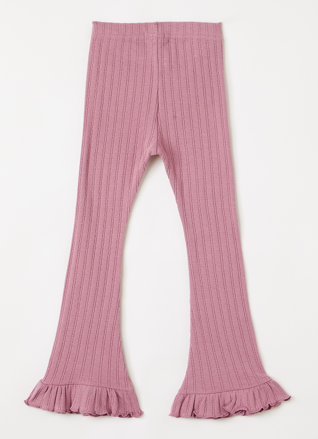 Lil 'Atelier NMFRita flared fit legging met ribstructuur - voorkant 3 oudroze