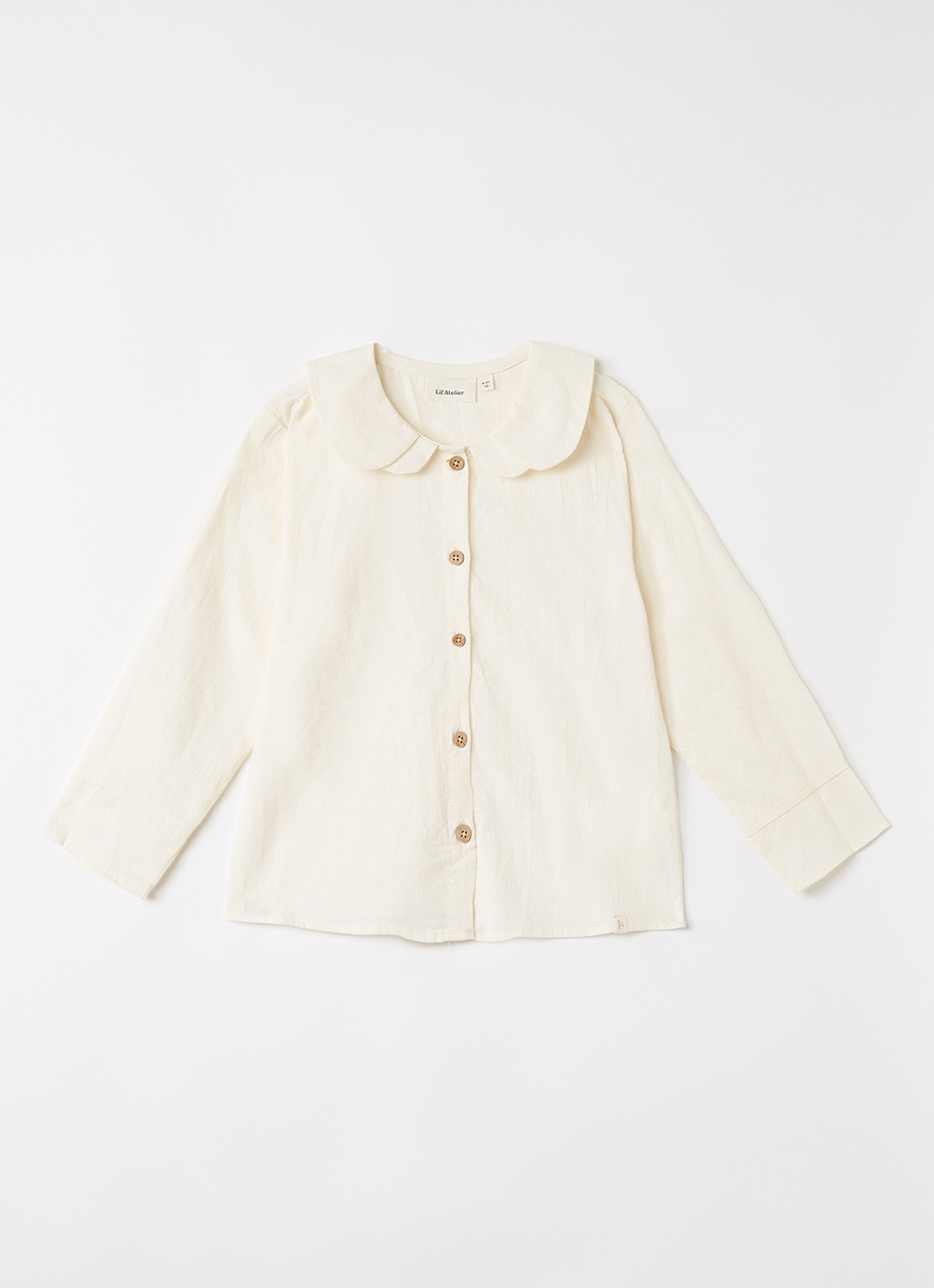 Lil 'Atelier NMFRosito blouse met kraag - voorkant 2 gebroken wit