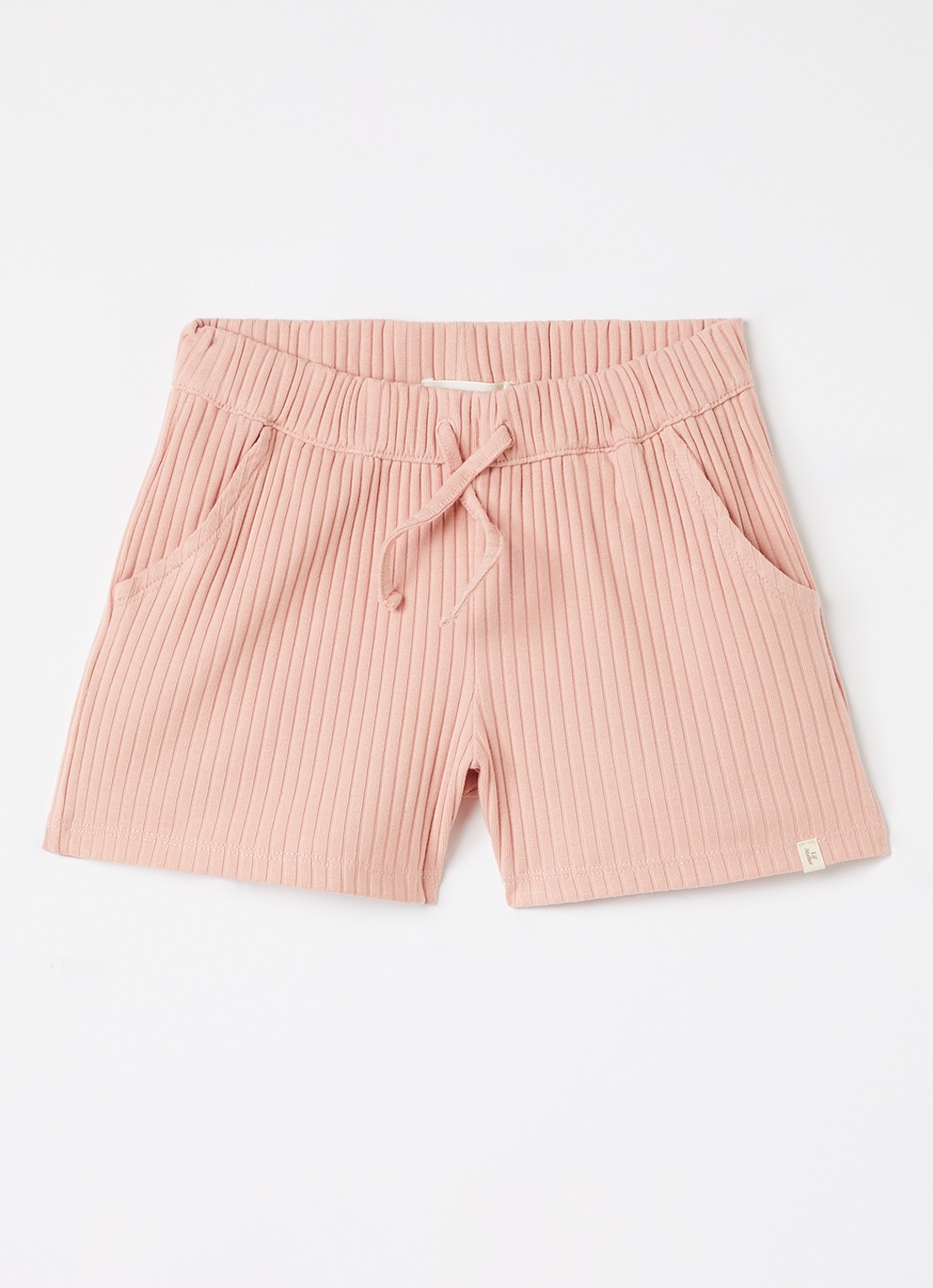 Lil 'Atelier NMFSaseline straight fit korte broek met ribstructuur - voorkant 2 roze