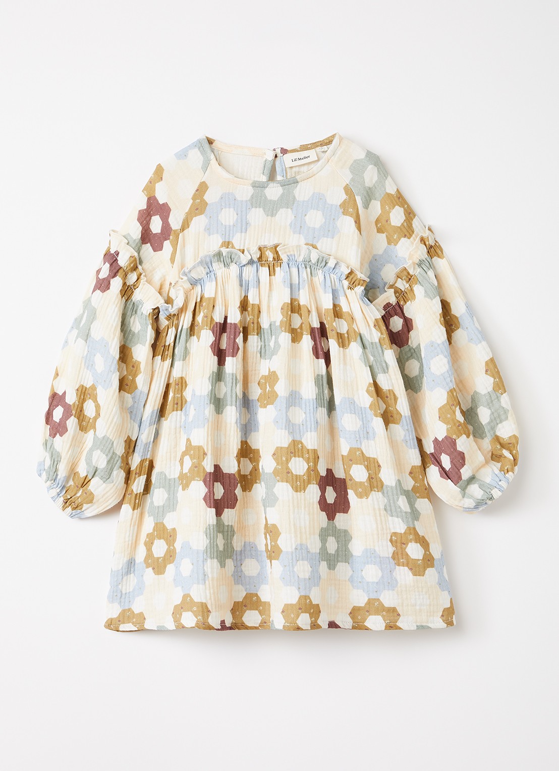 Lil 'Atelier NMFTalia jurk met bloemenprint - voorkant 2 beige