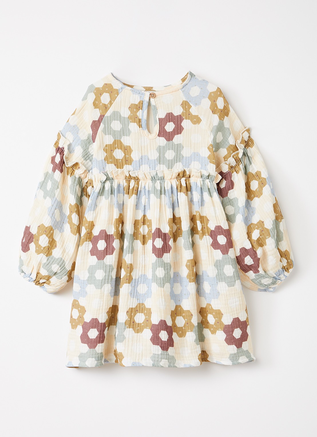 Lil 'Atelier NMFTalia jurk met bloemenprint - voorkant 3 beige