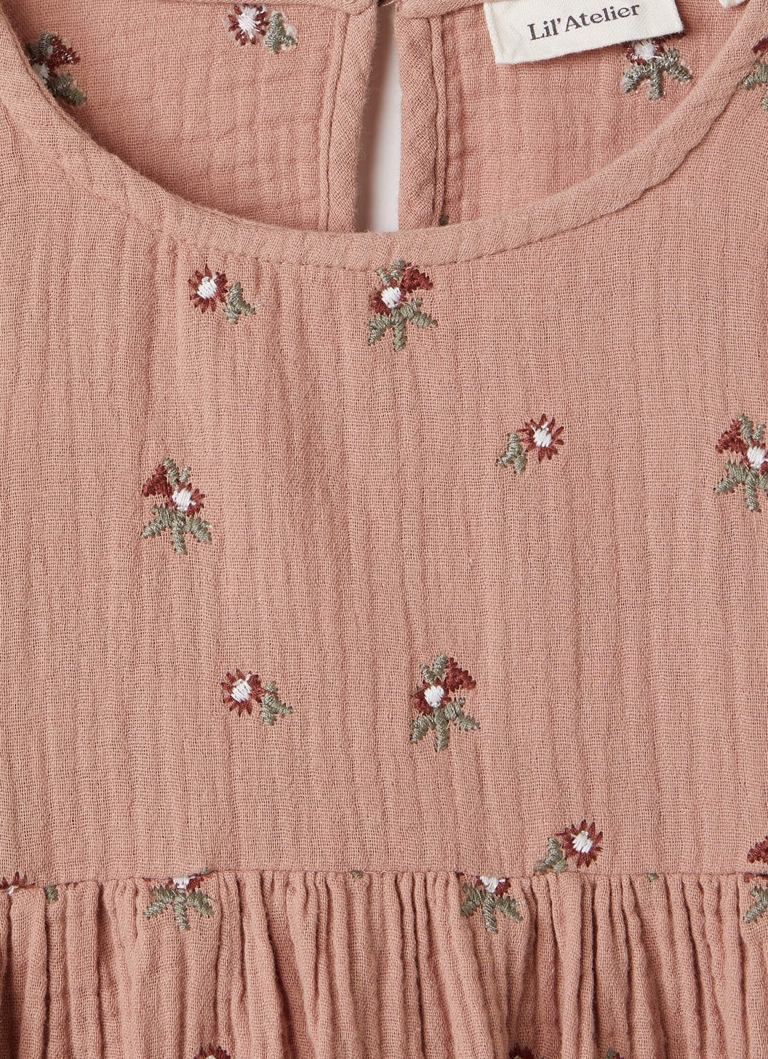Lil 'Atelier NMFTamina tuniekjurk met bloemborduring - detail abrikoos