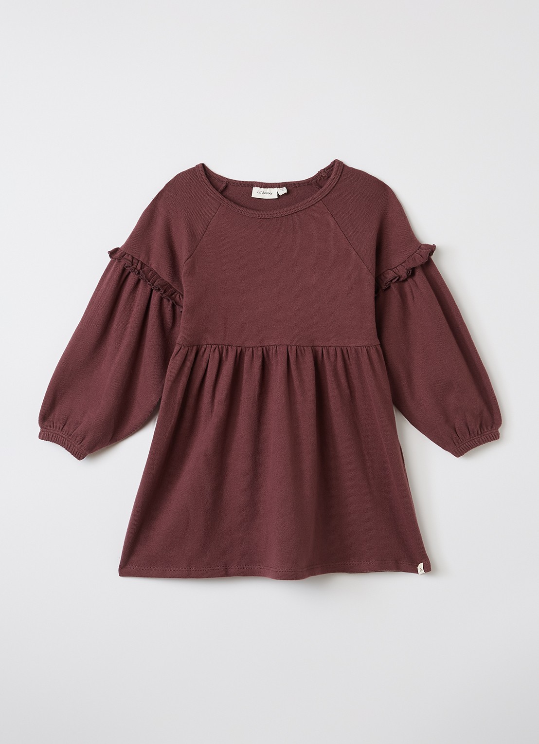 Lil 'Atelier NMFThora jurk in katoenblend - voorkant aubergine