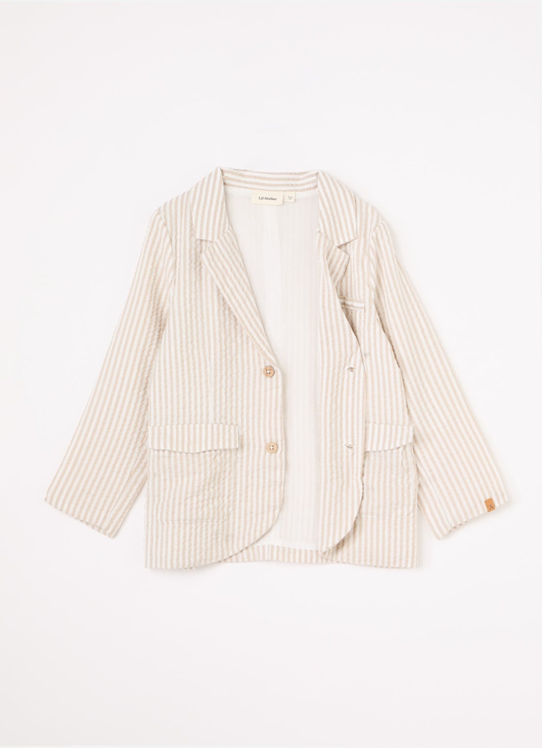 Lil 'Atelier NMMFausto blazer met streepprint - voorkant 2 gebroken wit