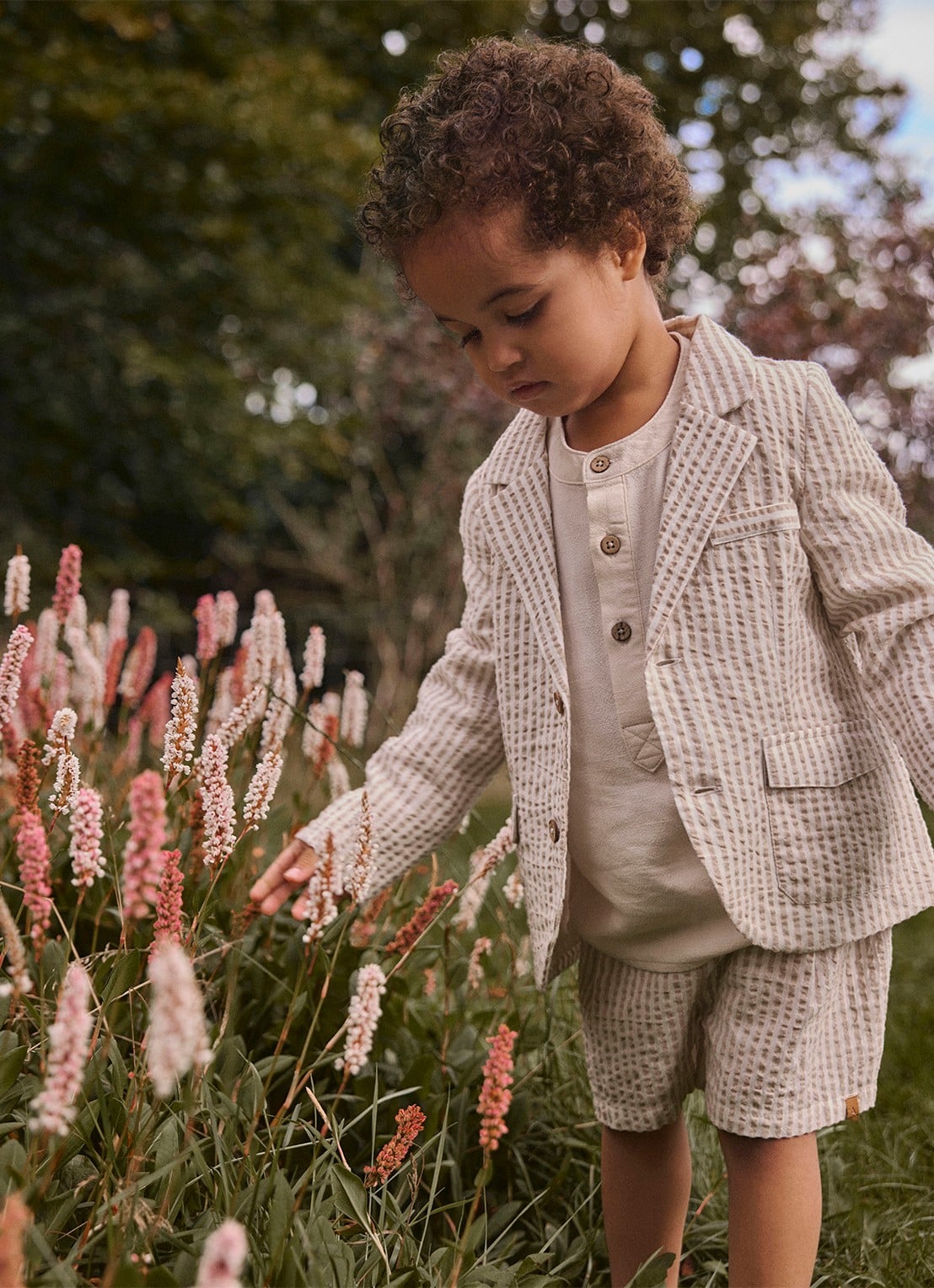 Lil 'Atelier NMMFausto blazer met streepprint - voorkant 3 gebroken wit