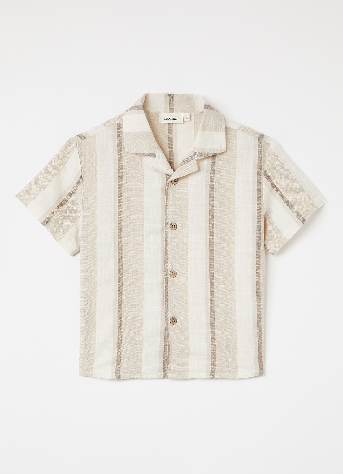 Lil 'Atelier NMMFibert overhemd met streepprint - voorkant 4 beige