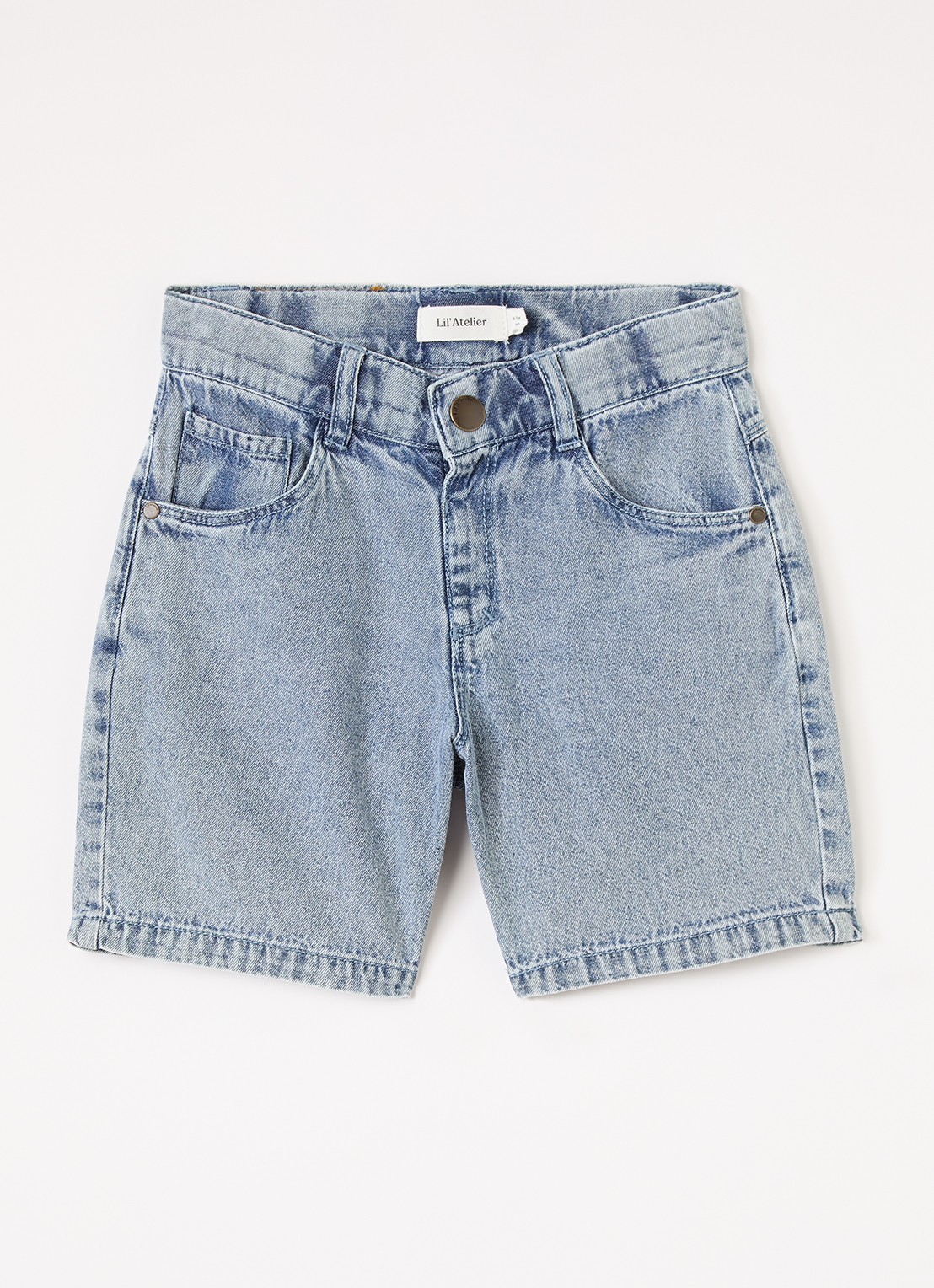 Lil 'Atelier NMMFunda loose fit korte broek van denim - voorkant 2 blauw