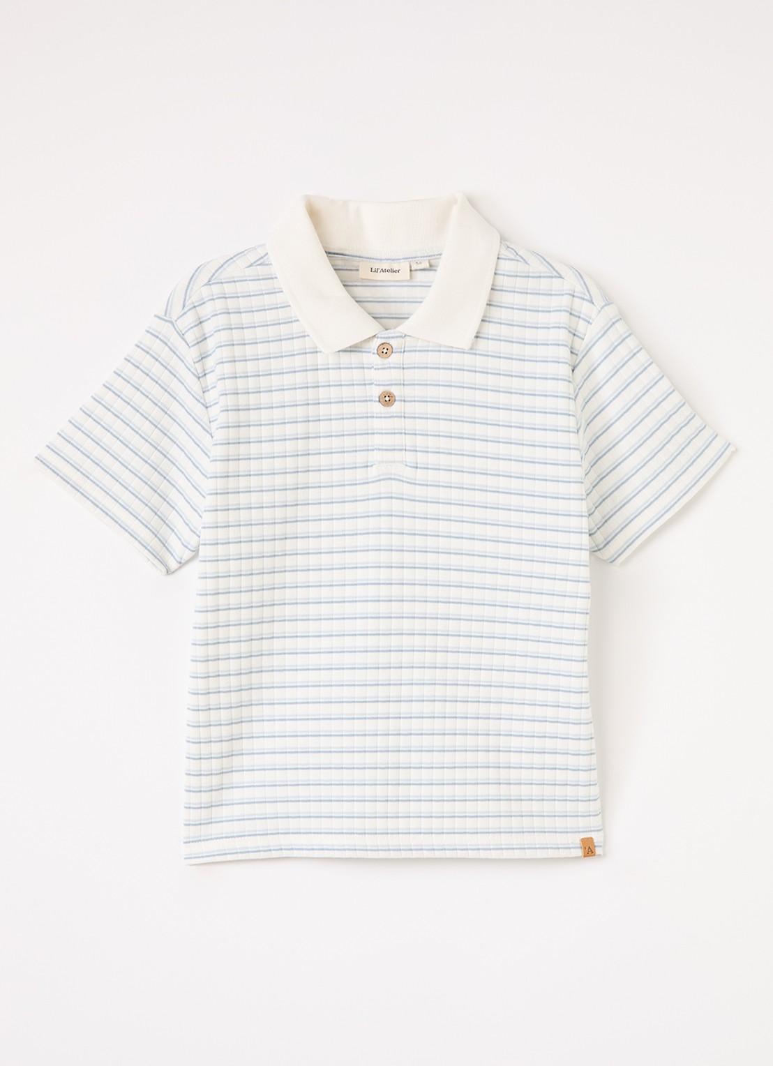 Lil 'Atelier NMMHaldur polo met streepprint - voorkant 2 ivoor