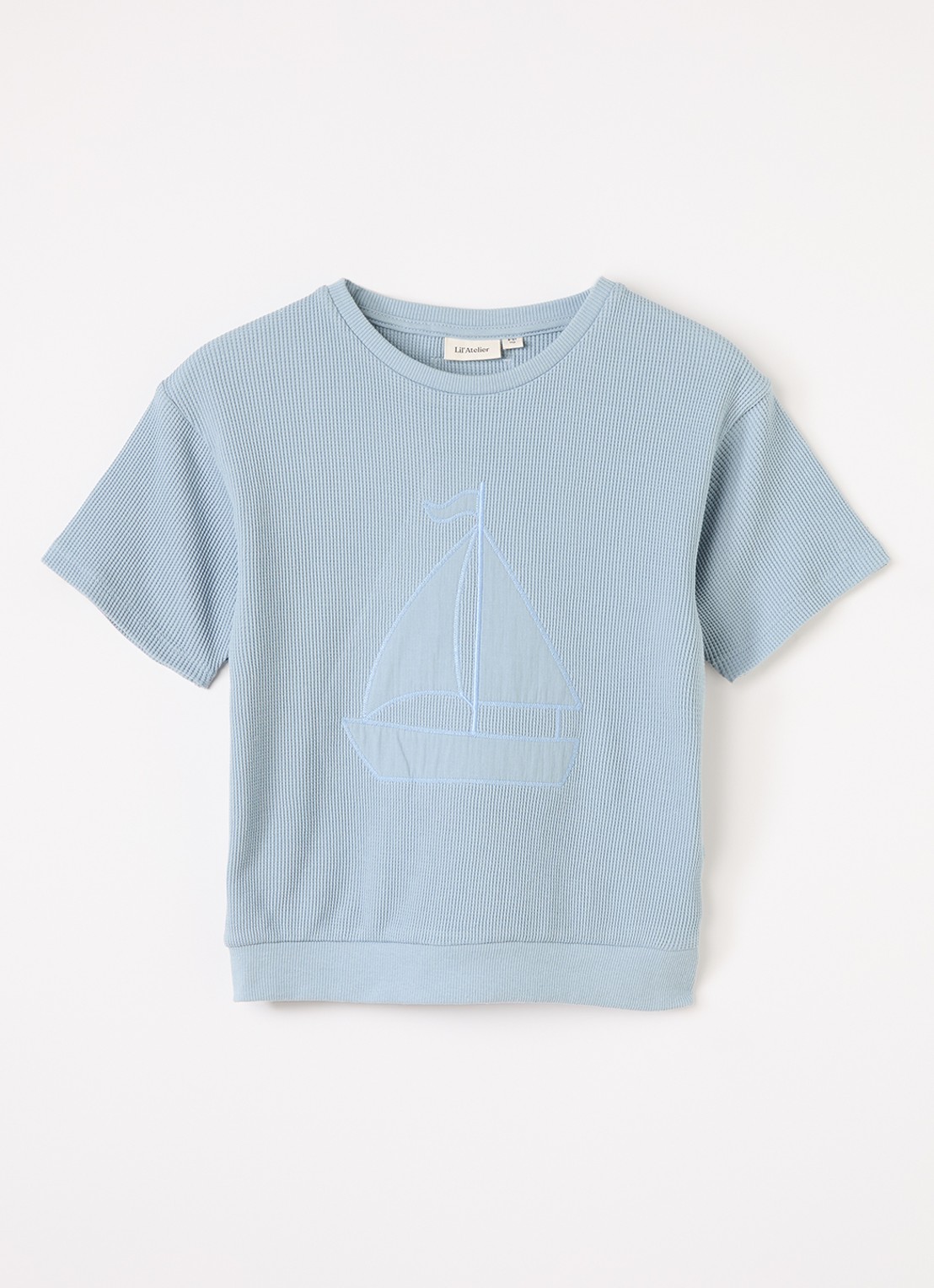 Lil 'Atelier NMMHarun sweater met borduring - voorkant 2 lichtblauw