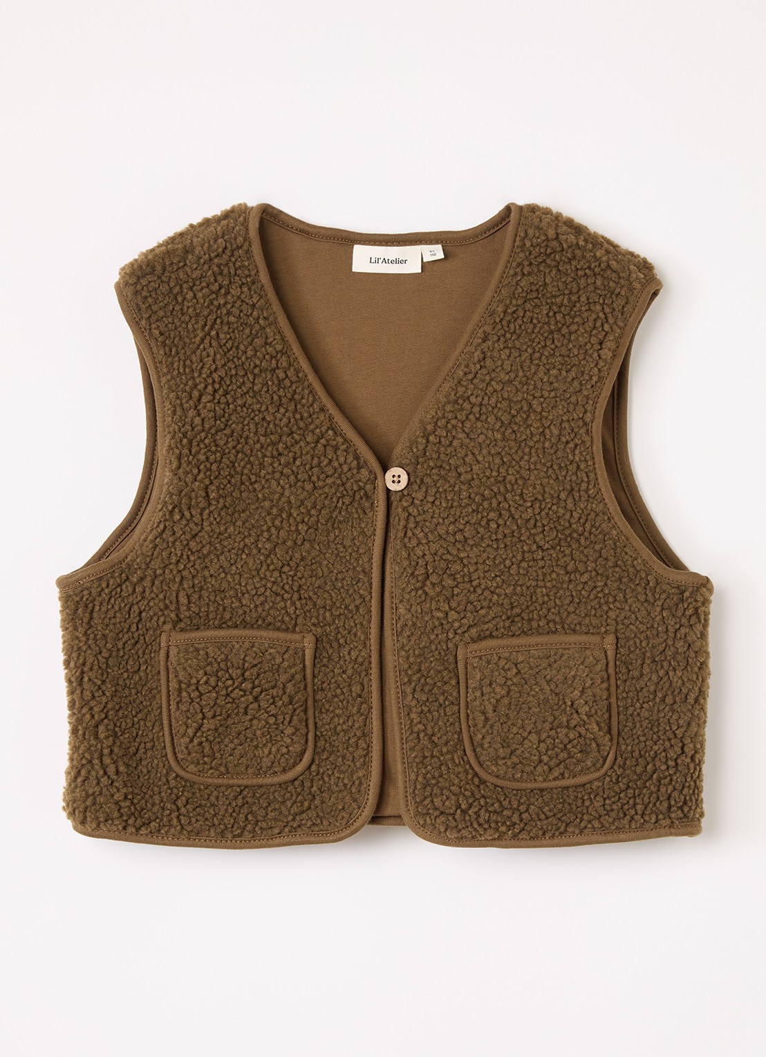 Lil 'Atelier NMMJono gilet van teddy - voorkant 2 bruin