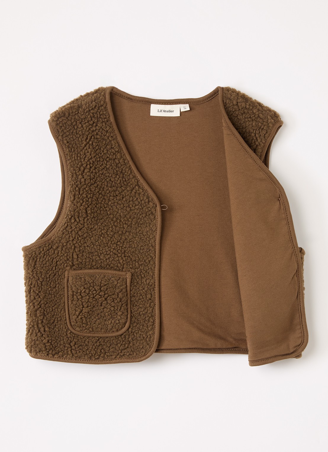 Lil 'Atelier NMMJono gilet van teddy - voorkant 3 bruin