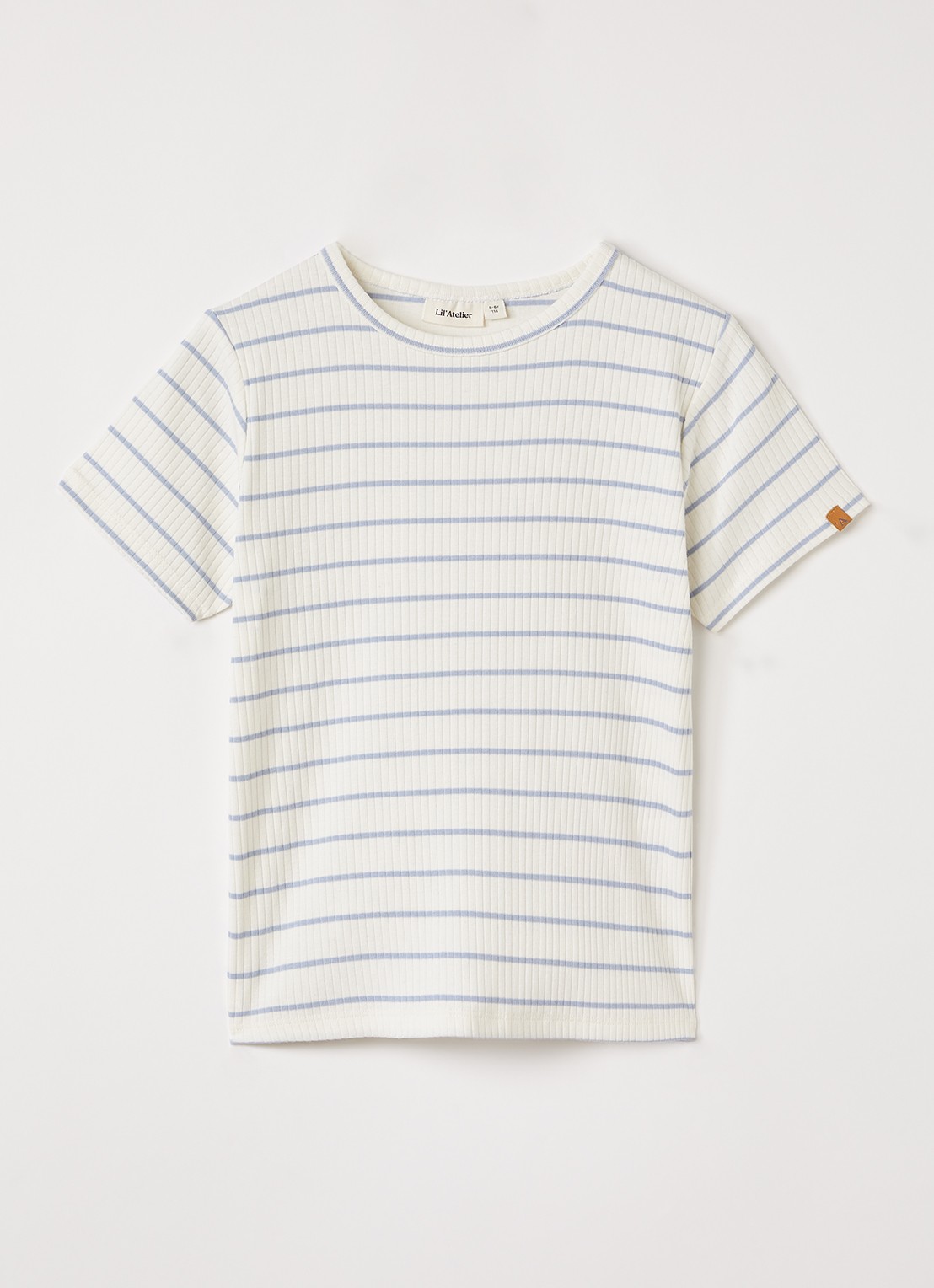 Lil 'Atelier NMMKail T-shirt met streepprint - voorkant ivoor